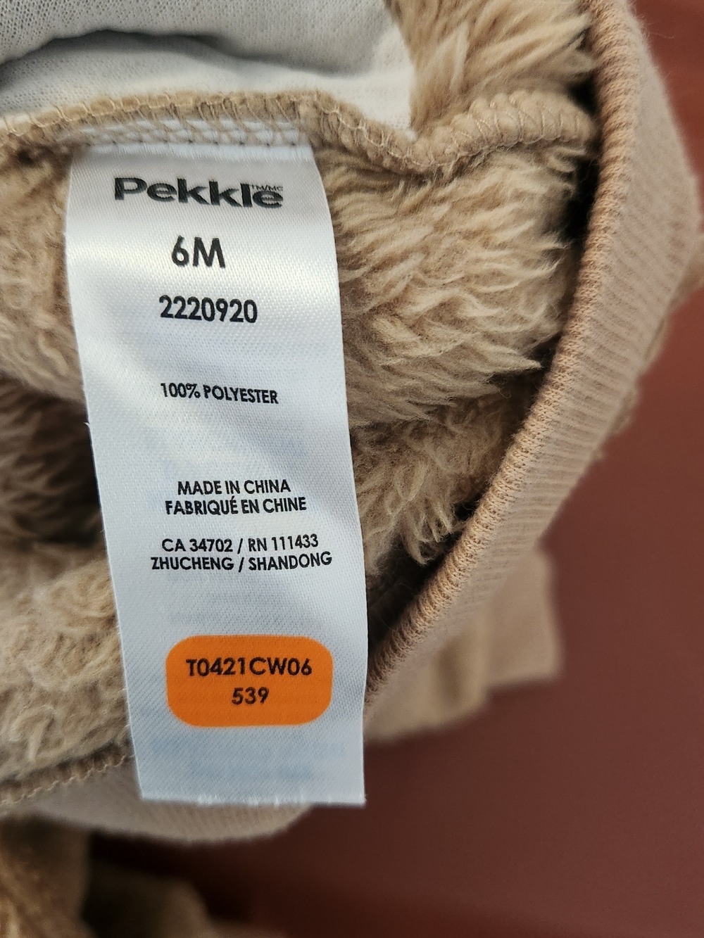Pekkle Cozy Zebra Appliqué Fleece Sweatshirt - Tan. 6M - Picture 8 of 9